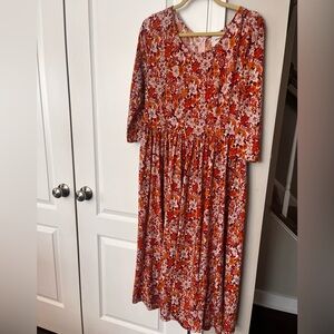 JessaKae Orange‎ Blossom Cottagecore Midi Dress Size Large